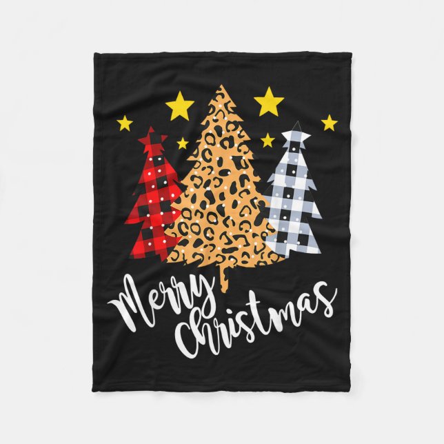 Merry Christmas Tree Buffalo Plaid Red Green Xmas  Fleecedecke (Vorderseite)
