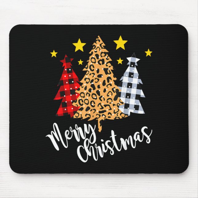 Merry Christmas Tree Buffalo Plaid Red Green Xmas  Mousepad (Vorne)