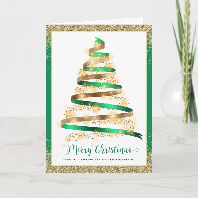 Merry Christmas Tree Corporate Business Logo Feiertagskarte (Vorderseite)