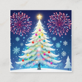 Merry Christmas Tree Festive Wall Art – Seasonal D Quadratische Visitenkarte