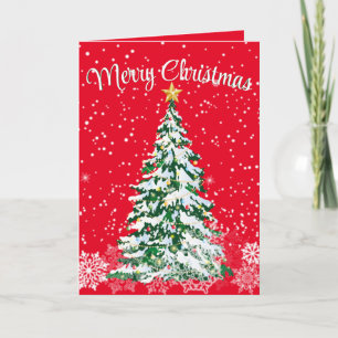 Merry Christmas Tree Folded Greeting Card Karte