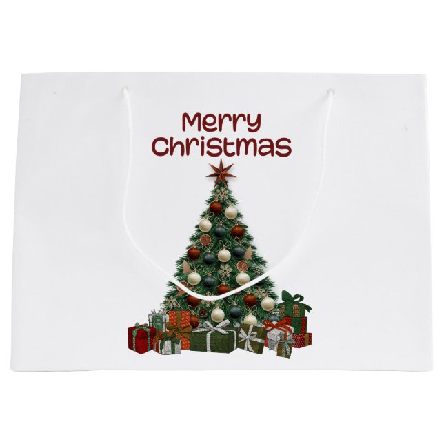 Merry Christmas Tree Gift Bag Große Geschenktüte (Vorderseite)
