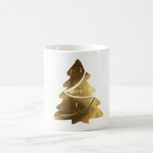 Merry Christmas Tree Gold Look Elegant Tasse
