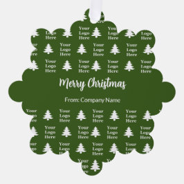 Merry Christmas Tree Green White Company Logo Ornament Karte