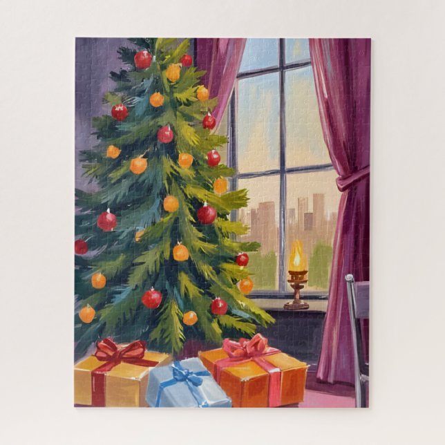 Merry Christmas Tree Holiday Painting Puzzle (Vertikal)