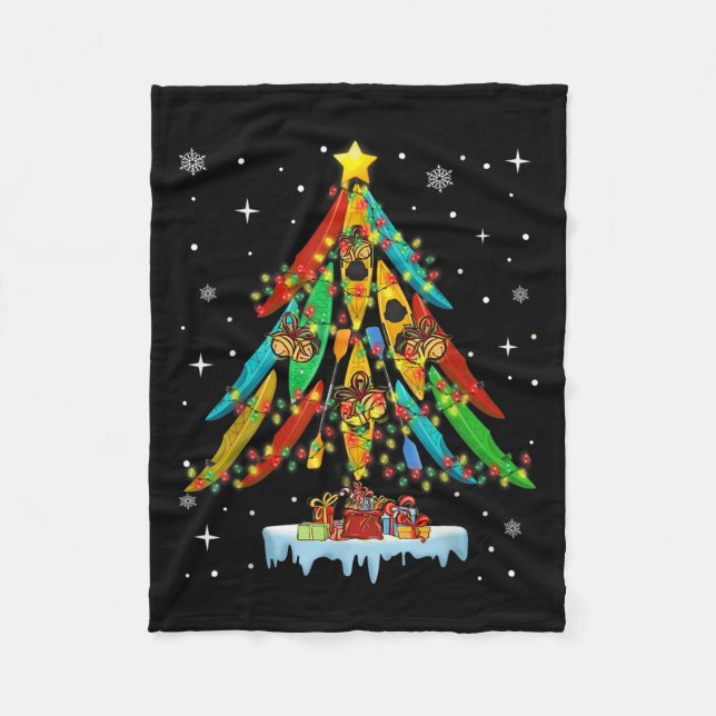 Merry Christmas Tree Kayak Kayaking - Uni-adults,  Fleecedecke (Vorderseite)