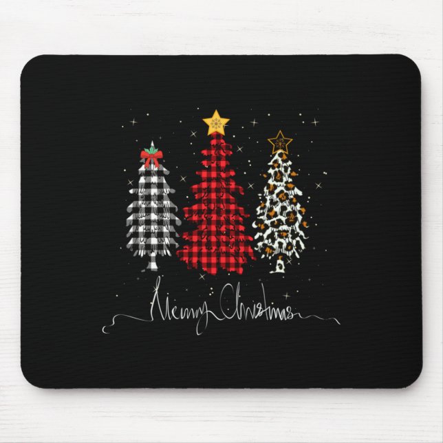 Merry Christmas Tree Leopard Plaid Printed  Mousepad (Vorne)