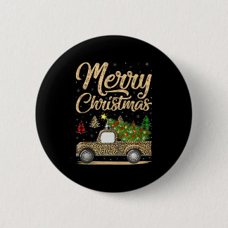 Merry Christmas Tree Leopard Truck Xmas Family Paj Button