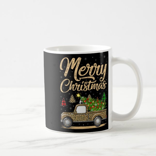 Merry Christmas Tree Leopard Truck Xmas Family Paj Kaffeetasse (Rechts)