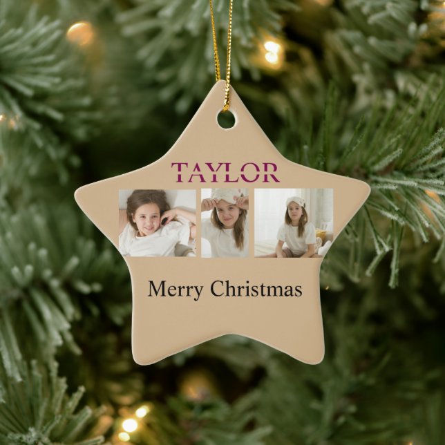 Merry Christmas Tree Ornament – Kid Photo And Name (Baum)