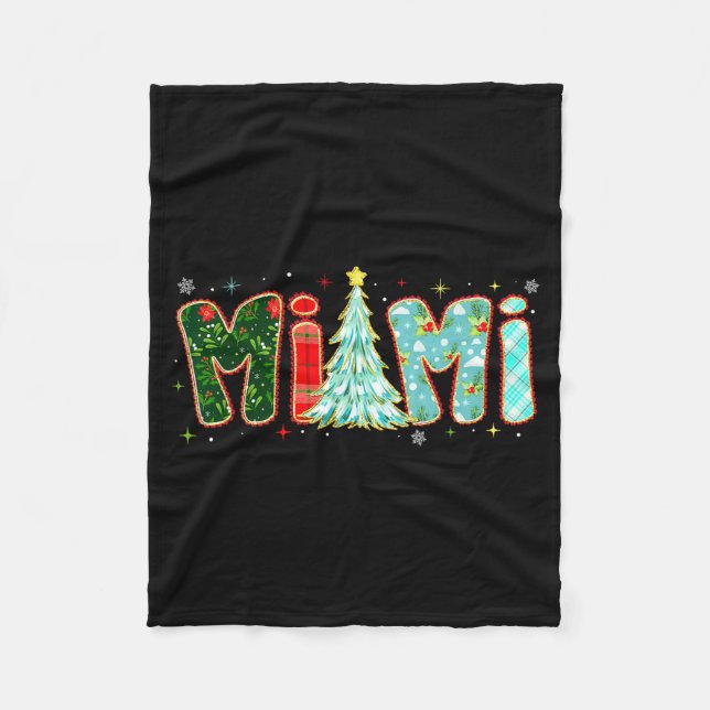 Merry Christmas Tree Plaid Mimi Aesthetic Mom Mama Fleecedecke (Vorderseite)