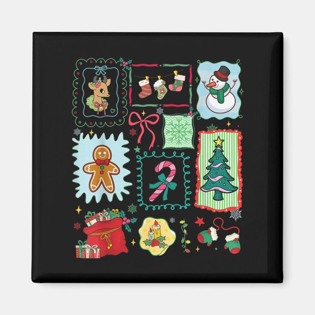 Merry Christmas Tree Santa Gingerbread Coquette Bo Magnet (Vorne)