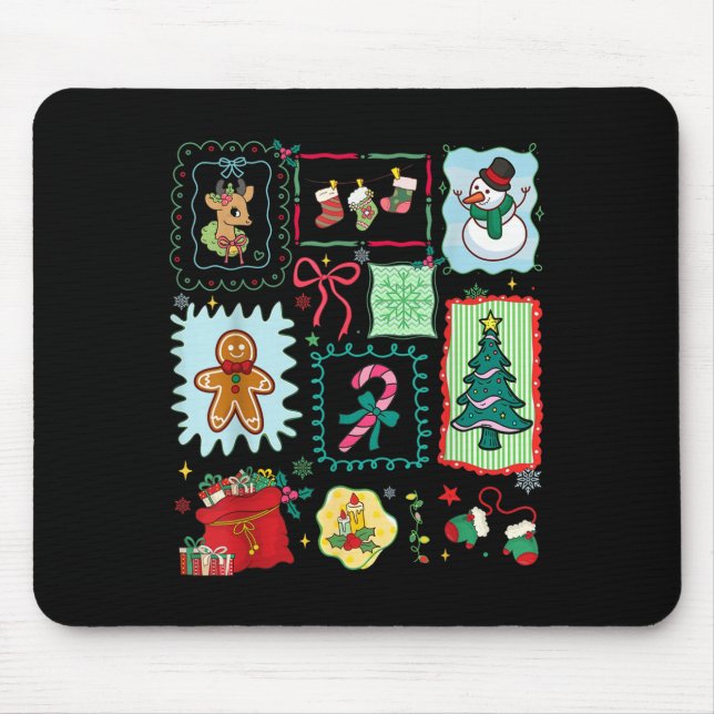 Merry Christmas Tree Santa Gingerbread Coquette Bo Mousepad (Vorne)