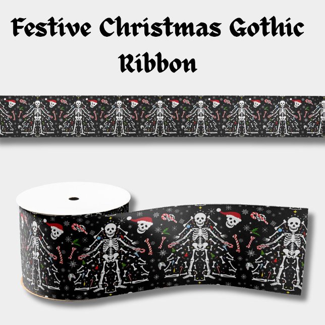 Merry Christmas Tree Skeleton Pattern Ripsband (Von Creator hochgeladen)