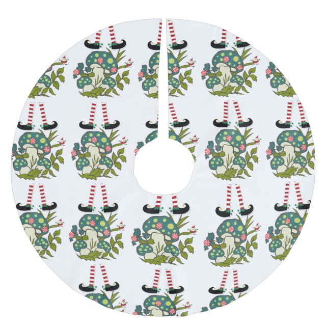 Merry Christmas Tree Skirt Elf Polyester Weihnachtsbaumdecke (Vorderseite)