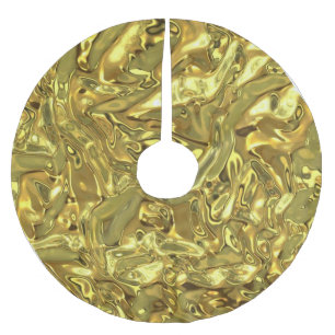 Merry Christmas Tree Skirt Gold Polyester Weihnachtsbaumdecke