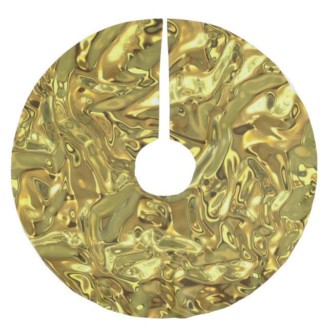 Merry Christmas Tree Skirt Gold Polyester Weihnachtsbaumdecke (Vorderseite)