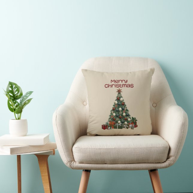 Merry Christmas Tree Throw Pillow Kissen (Stuhl )