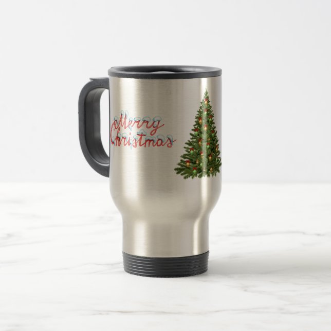 Merry Christmas Tree Travel Commuter Coffee Mug Reisebecher (Vorderseite Links)