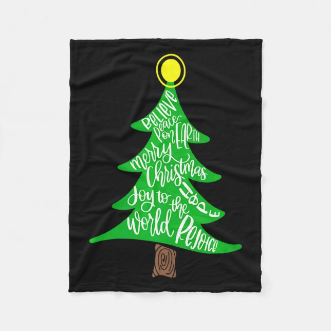 Merry Christmas Tree Tygraphy For Men Women Kid  Fleecedecke (Vorderseite)