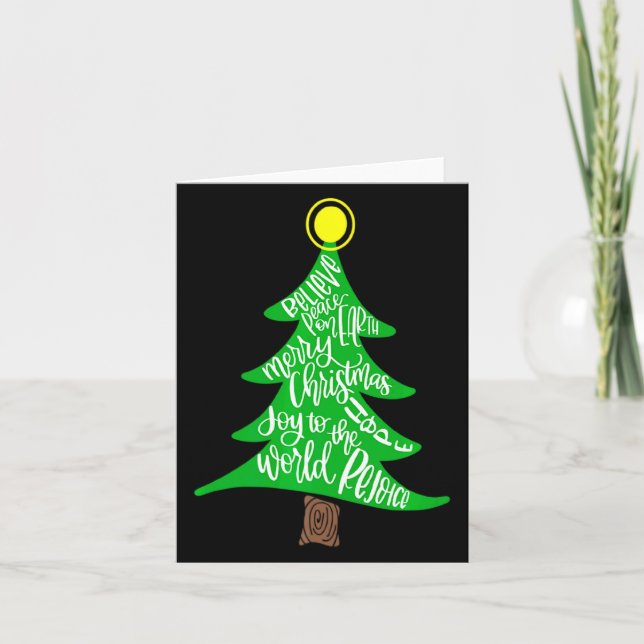 Merry Christmas Tree Tygraphy For Men Women Kid  Karte (Vorderseite)