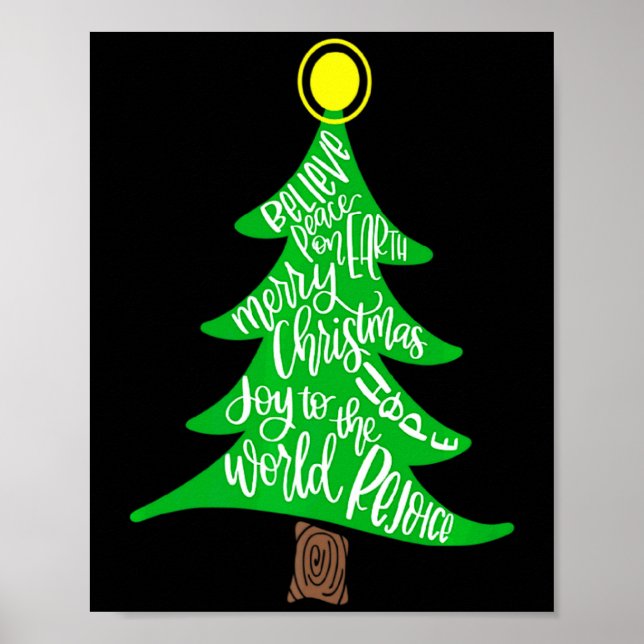 Merry Christmas Tree Tygraphy For Men Women Kid  Poster (Vorne)