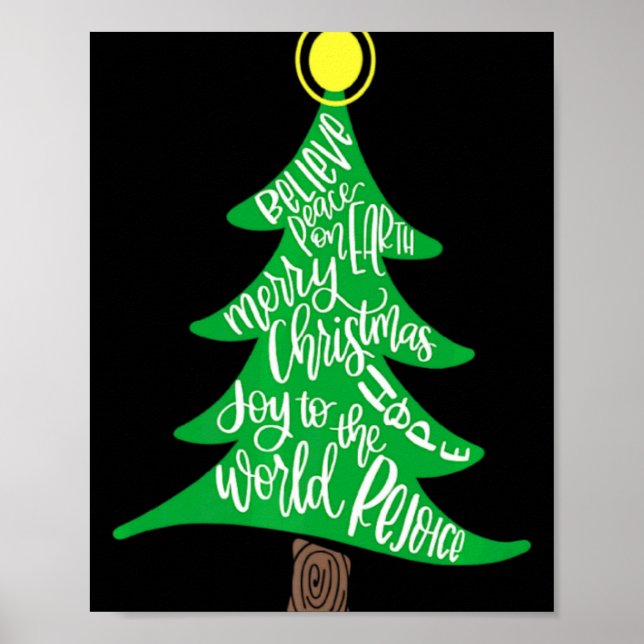 Merry Christmas Tree Tygraphy For Men Women Kid T  Poster (Vorne)