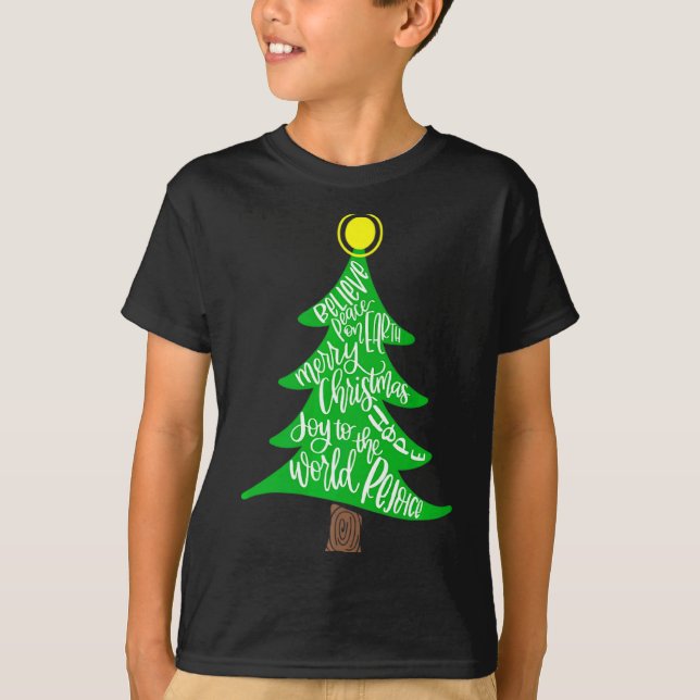 Merry Christmas Tree Tygraphy For Men Women Kid  T-Shirt (Vorderseite)