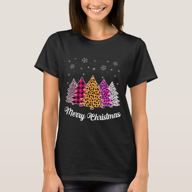 Merry Christmas Trees Leopard Nk Shirt For Women G (Vorderseite)