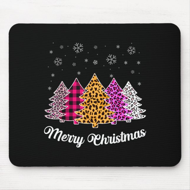 Merry Christmas Trees Leopard Nk Shirt For Women G Mousepad (Vorne)