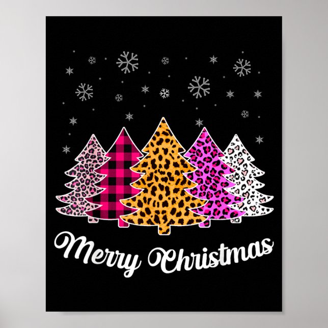 Merry Christmas Trees Leopard Nk Shirt For Women G Poster (Vorne)