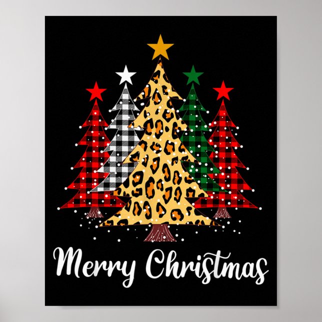 Merry Christmas Trees With Buffalo Plaid &amp; Leo Poster (Vorne)