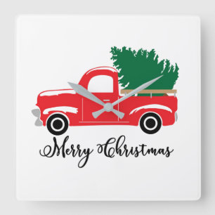 **MERRY CHRISTMAS "TRUCK STYLE"** KLICKEN QUADRATISCHE WANDUHR