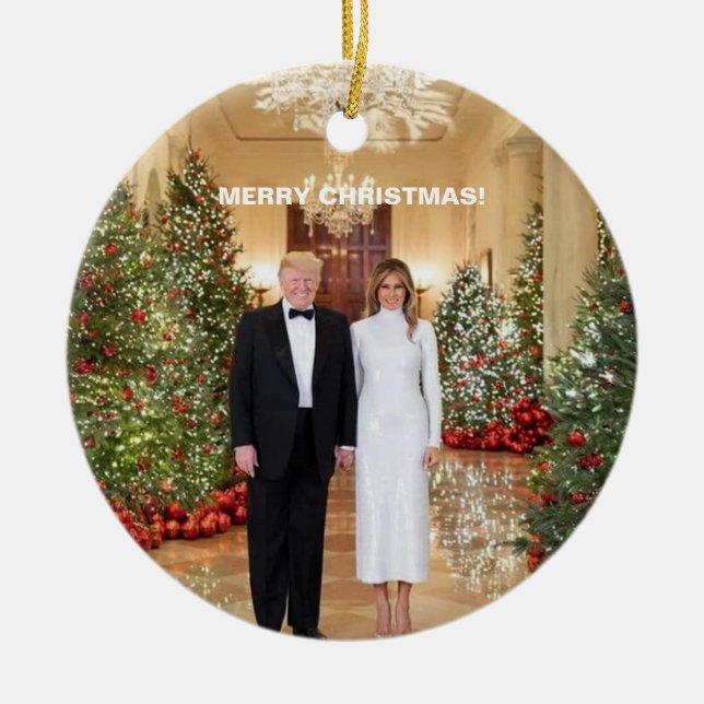 MERRY CHRISTMAS TRUMP ORNANAMENT KERAMIK ORNAMENT (Vorne)