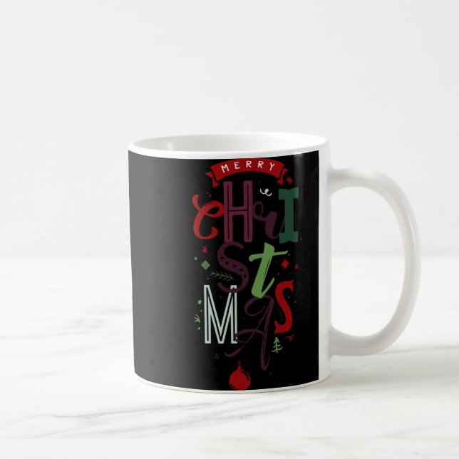 Merry Christmas Tygraphy Lettering Colorful T Shir Kaffeetasse (Rechts)