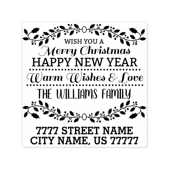 MERRY CHRISTMAS typografie Rücksendeadresse Permastempel (Design)