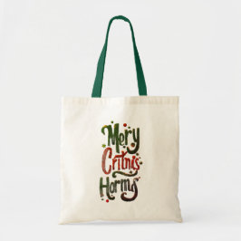 Merry Christmas Typography Canvas Tote Bag  Tragetasche