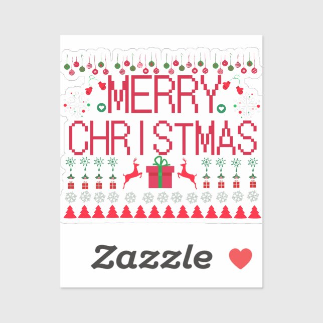 Merry Christmas Ugly Sweater Knit Pattern Aufkleber (Blatt)