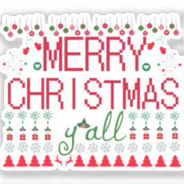 Merry Christmas Ugly Sweater Knit Pattern Aufkleber