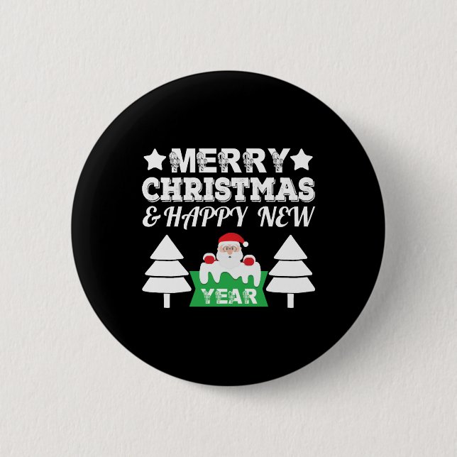 Merry Christmas und Happy New Year Christmas Button (Vorderseite)