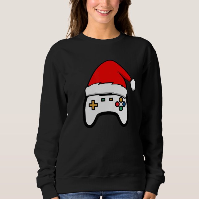 Merry Christmas Video Game Santa Hat  For Gamer Bo Sweatshirt (Vorderseite)