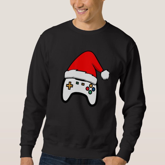 Merry Christmas Video Game Santa Hat  For Gamer Bo Sweatshirt (Vorderseite)