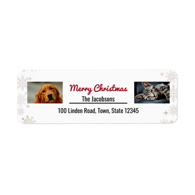 Merry Christmas Vintage Dog Cat Pet Photos Snow (Vorne)