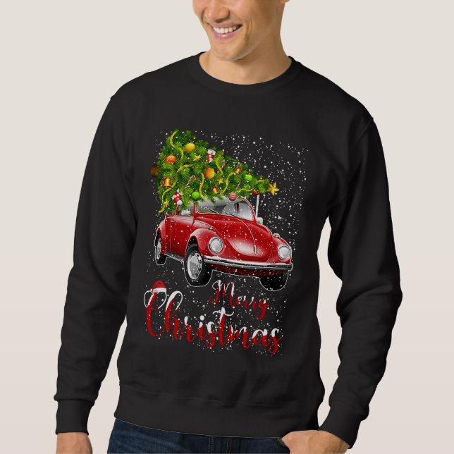 Merry Christmas Vintage  Red Truck with Tree Sweatshirt (Vorderseite)