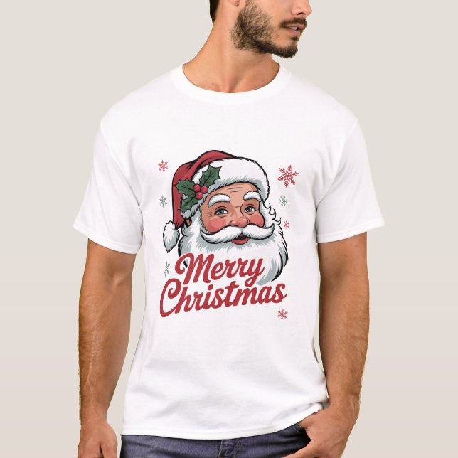 Merry Christmas Vintage Retro | Santa Claus T-Shirt (Vorderseite)