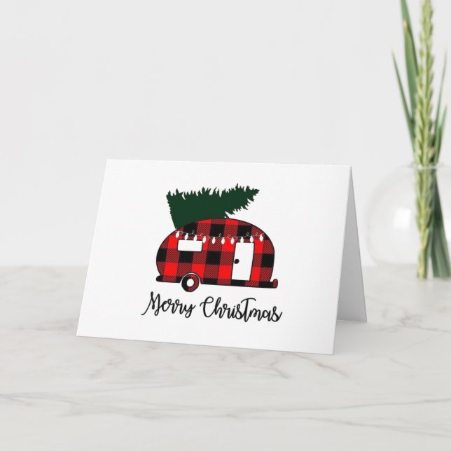 ***MERRY CHRISTMAS VON UNSEREM CAMPER** FEIERTAGSKARTE (Vorderseite)