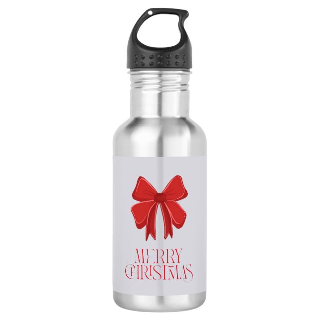 Merry Christmas Water Bottle – Bow Holiday Style Edelstahlflasche (Vorderseite)