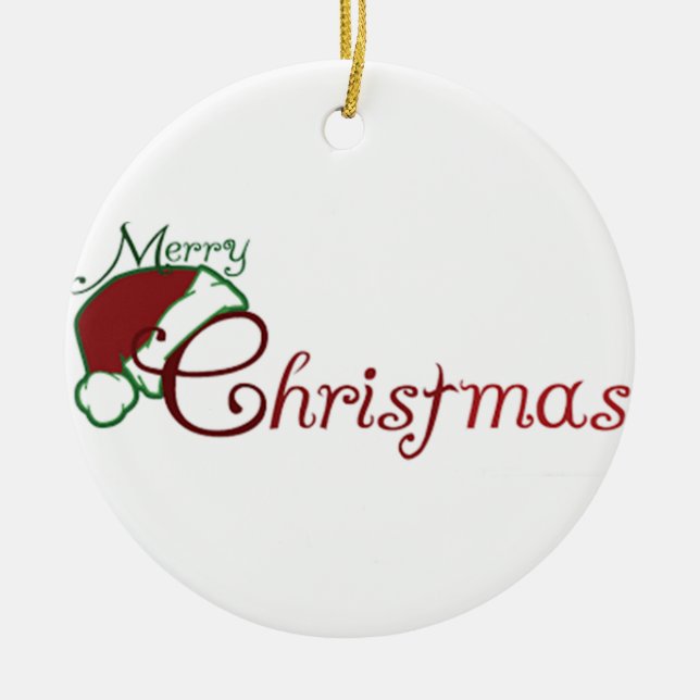 ***MERRY CHRISTMAS WEIHNACHTSMANNMÜTZE*** CHRISTMA KERAMIK ORNAMENT (Vorne)