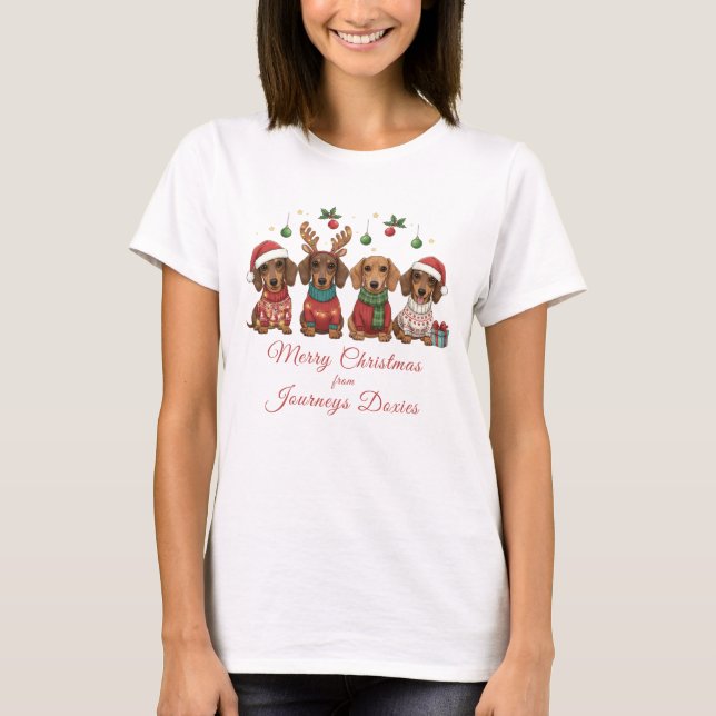Merry Christmas Weiner Dachshund Holiday T-Shirt (Vorderseite)