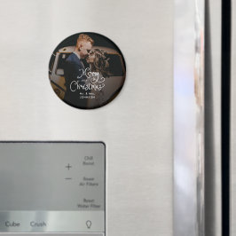 Merry Christmas Whimsical Script  Custom Photo  Magnet